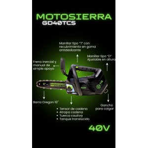 MOTOSIERRA GREENWORKS 40V