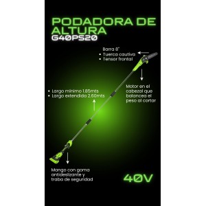 PODADORA DE ALTURA GREENWORKS BATERIA 40V