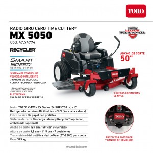 Tractor corta césped Radio Giro Cero TORO MX5050