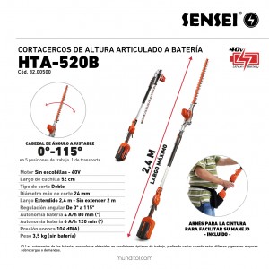 Cortacerco de Altura a Batería SENSEI HTA-520B