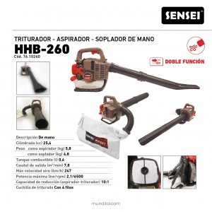 Soplador triturador-aspirador de mano SENSEI KASEI HHB-260