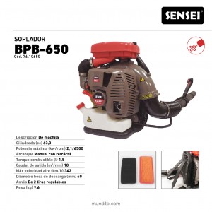 Soplador mochila SENSEI KASEI BPB-650