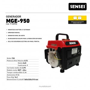 Motogenerador SENSEI KASEI MGE 950