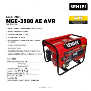 Motogenerador SENSEI KASEI MGE 3500 AE AVR